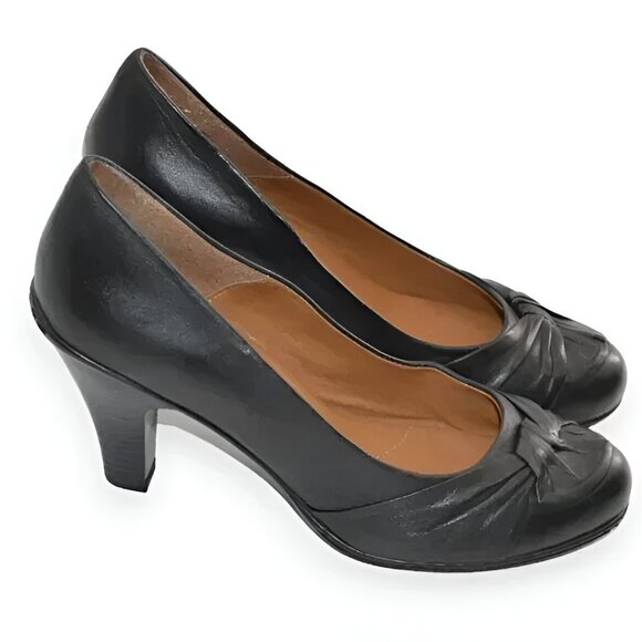 Soft Shoe Twist Knot Soft Black Leather Comfort Dress Work Pumps Loafer Heels 11 - Picture 5 of 7